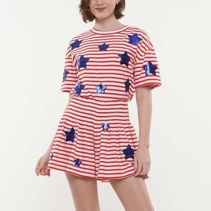 Striped Red and Blue Star shorts and T set - large